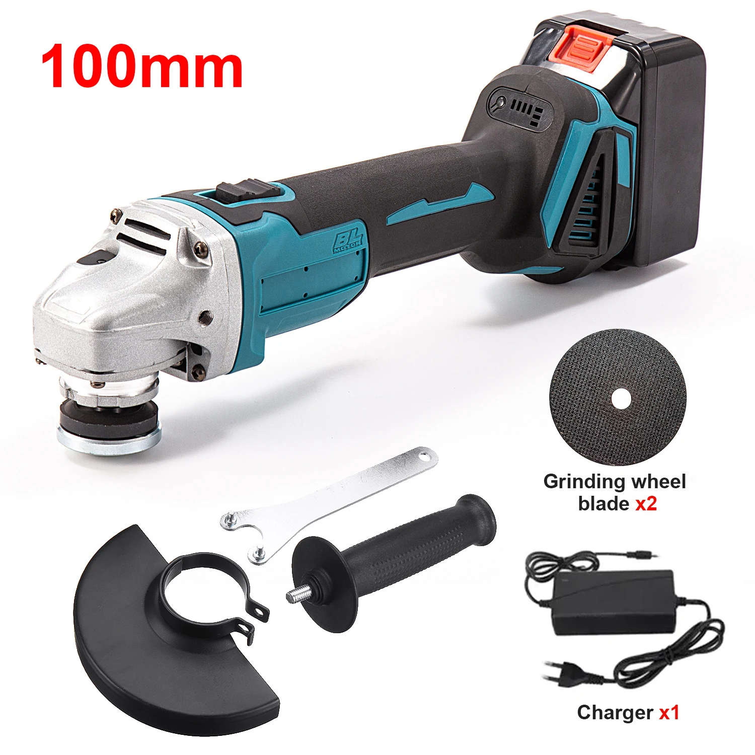 18V Bürstenloser Elektrischer Winkelschleifer 4 Geschwindigkeiten Kabelloses Schleif- & Schneidewerkzeug 100MM/125MM Spannfutter Elektrowerkzeug für Makita 18V Akku – Detail 11