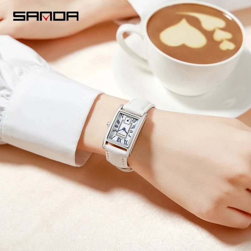 SANDA 1116 Fashion Ladies Watch Elegant Rectangle Dial Water Resistant Quartz Movement Business Watch for Women Wristwatch Gift 3