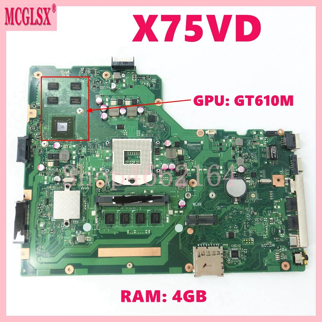X75VD with 4GB-RAM UMA or GT610M GPU Notebook Mainboard