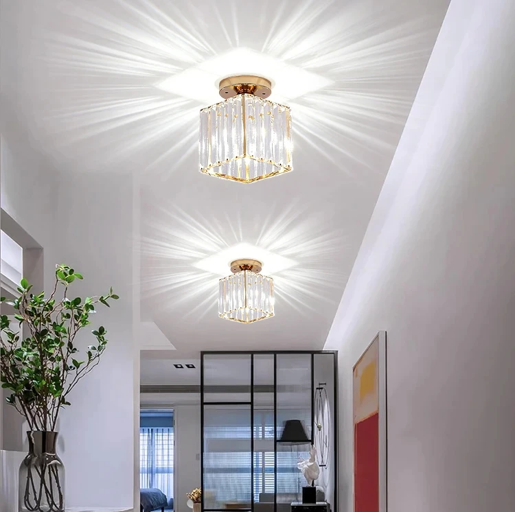 Crystal Ceiling Light Corridor Channel Ceiling Lamp Luxur Balcony Aisle Lamp Home Foyer Track Light Kitchen Ceiling Light