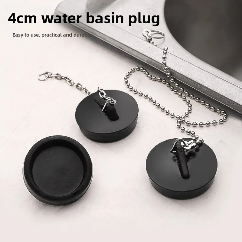 5pcs Sink Plug Universal Rubber Drain Stopper with Round Beaded Chain Bath Sink Drain Stopper Plug for Bathroom Bathtub Kitchen