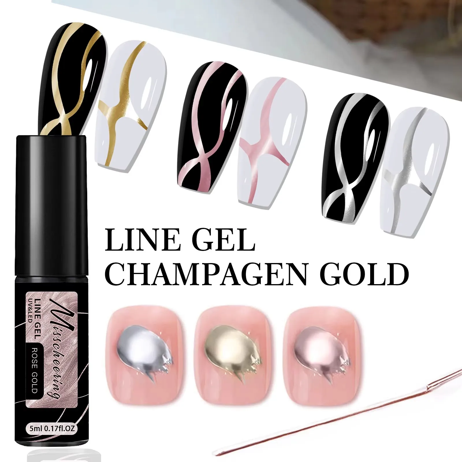Gold Silver Metallic Liner Paint Gel Nail Polish