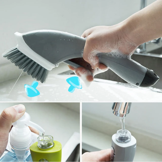 Kitchen Cleaning Brush Automatic Adding Liquid Multi-functional