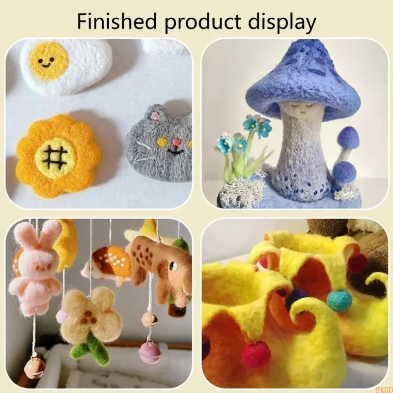 6XDD Needle Felting Supplies for Beginner with Felting Needle Instruction Wool Roving