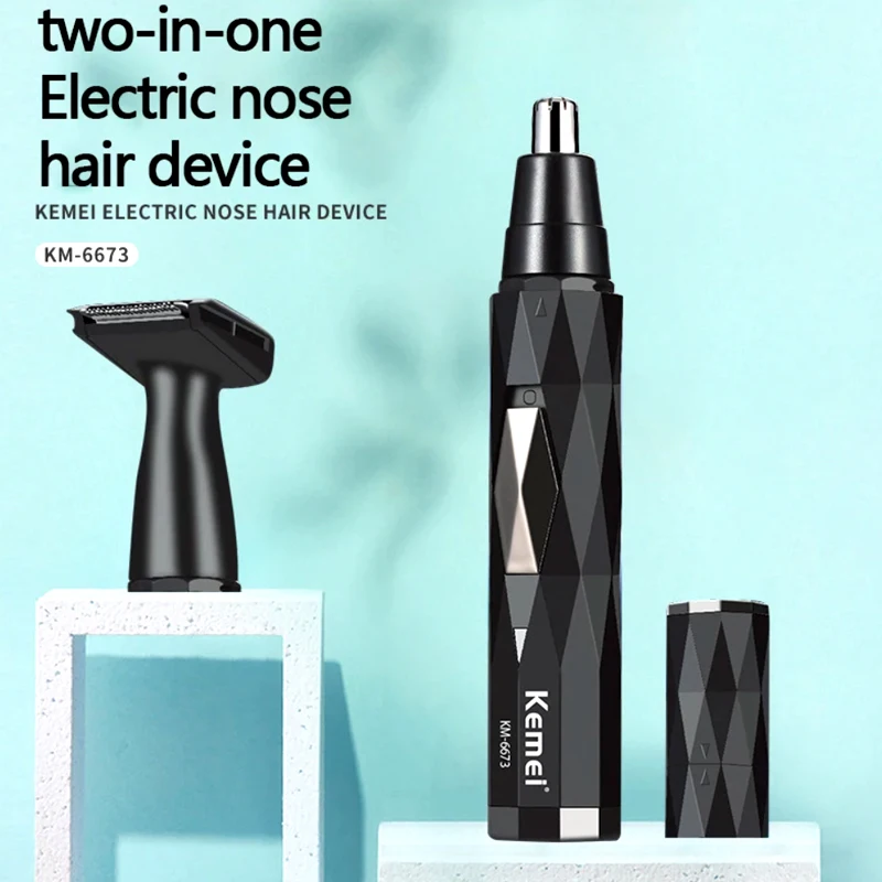 Kemei 2-in-1 nose hair trimmer rechargeable beard trimmer electric eyebrow trimmer for nose and ear cleaner hair removal machine 2