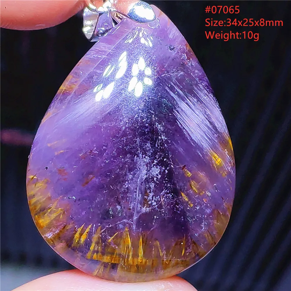 Natural Cacoxenite Purple Rutilated Red Auralite 23 Pendant Canada Gemstone Necklace Crystal Water Drop Jewelry AAAAA pendant necklace