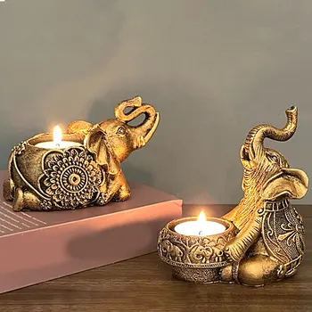 Pillar Candle Holder Candle Sticks Holder Elephant Statue Candelabra for Anniversary Tabletop Wedding Dining Room Farmhouse 1