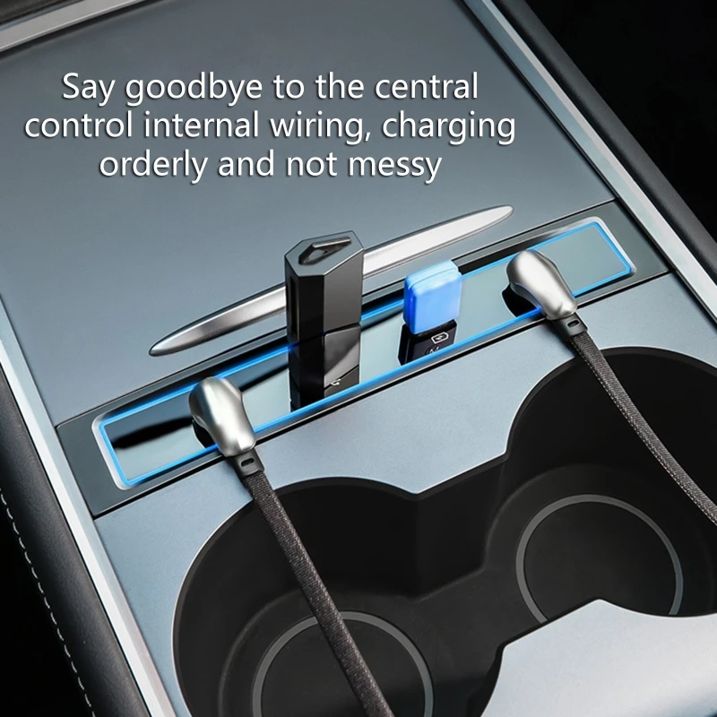 

27W Quick Charger Intelligent Docking Station USB Shunt Hub 4 Ports for TeslaModel 3/Y Decoration Accessories Drop Shipping