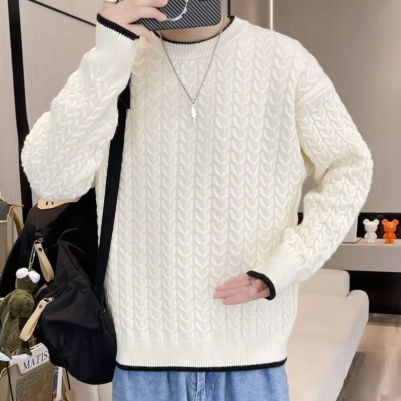 

M-3xl Mens Sweaters Autumn Winter Male O-neck Long Sleeve Solid Pullover Top 5 Colors Slim Knitwear Clothes H78