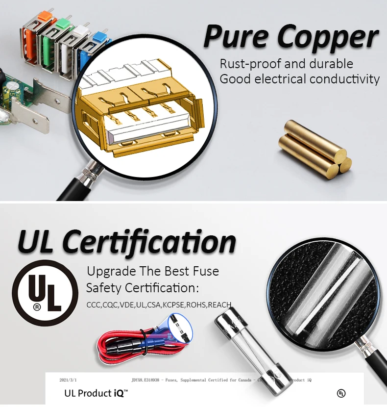 QC3.0 Cigarette Lighter Socket Splitter Waterproof 12V Dual USB Charger Power Adapter Outlet Panel Ports Voltmeter fast charging_voghion.com