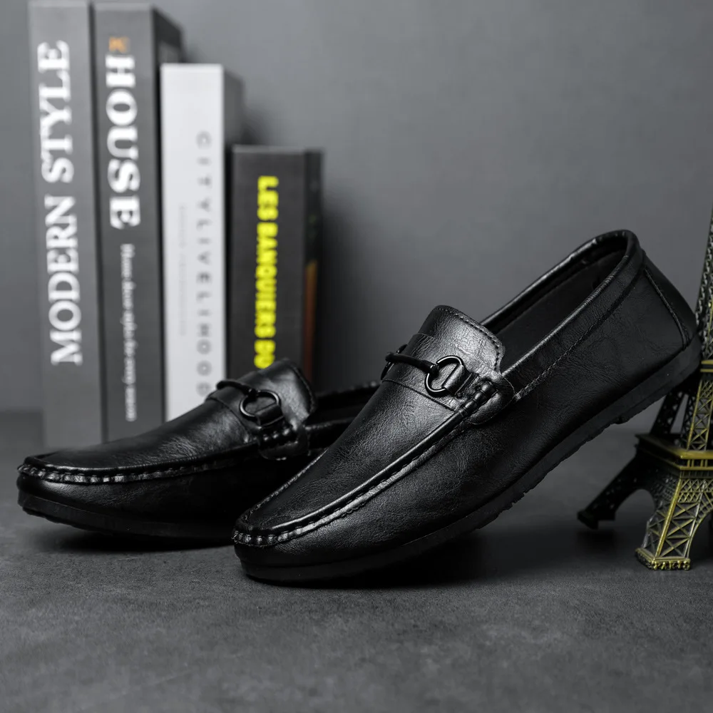 Mens Casual Shoes Luxury Brand Loafers Genuine Leather Men Driving Shoes Comfy Mocasines Slip-On Walking Shoes