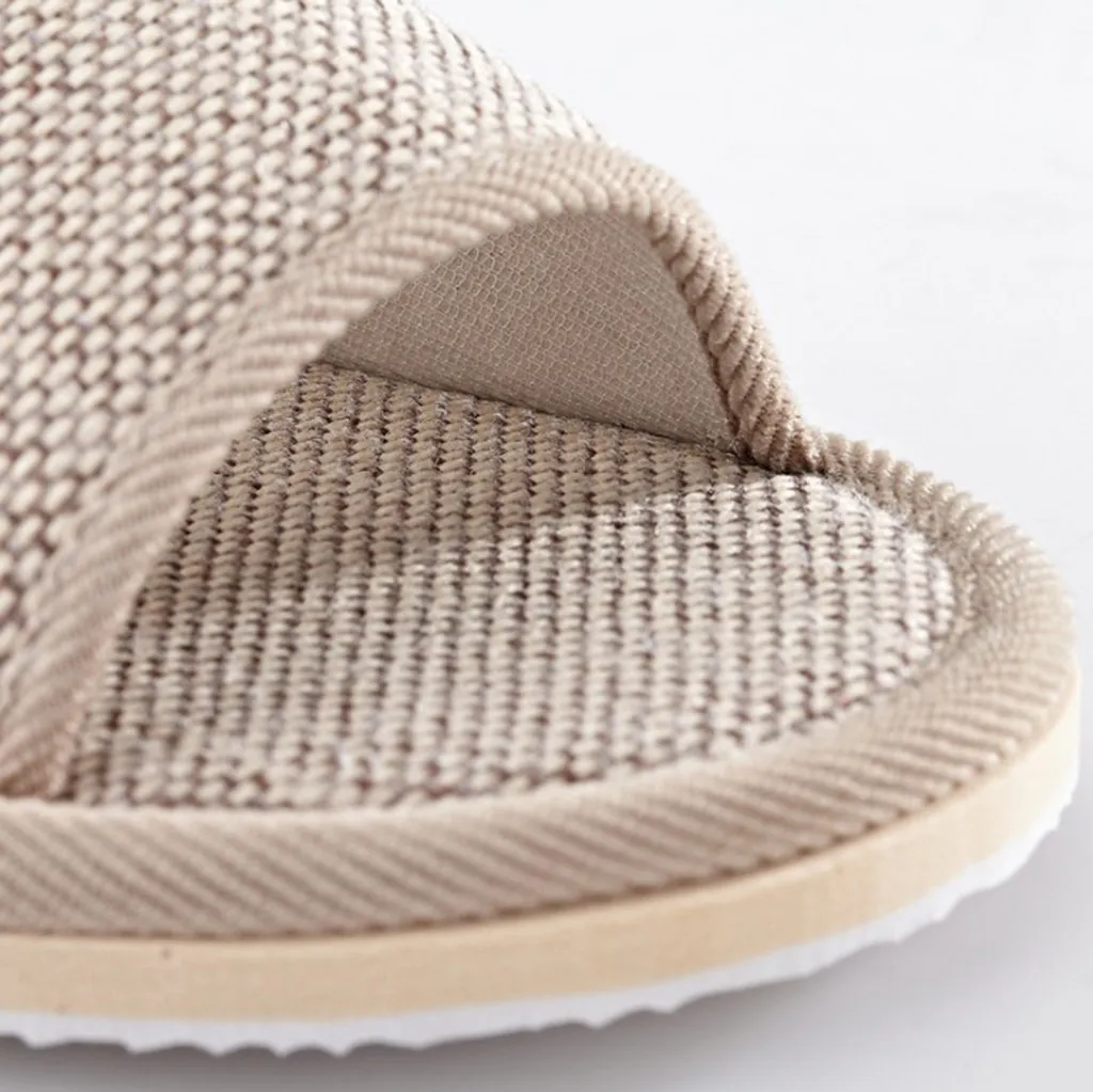 Linen Slippers Women And Men Household Indoor Floor Slippers Daily Home Simple Plain Mute Anti-Slip Comfortable Slippers 5
