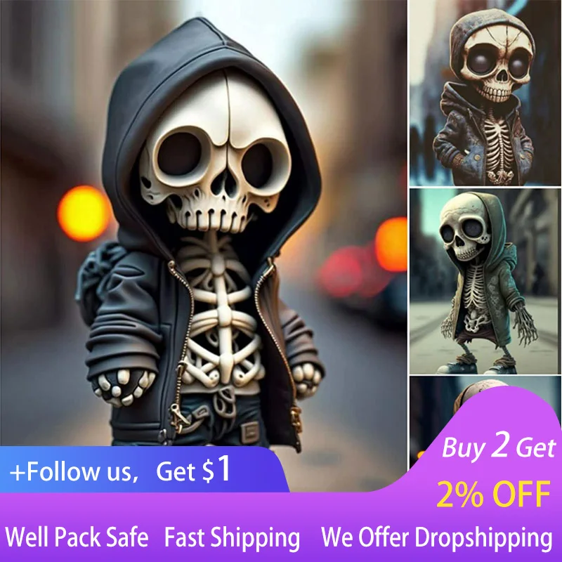 

Creativity Skeleton Figurines Resins Characters Sculpture Miniatures Home Decoration Halloween Decor Statue Accessories Gift