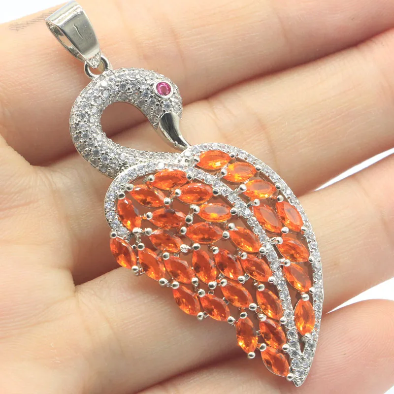 55X25Mm Vendita Calda A Forma Di Cigno Iolite Arancione Spessartine Granato Rosa Tormalina Bianco Cz Gioielli Per Ciondolo In Argento Da Donna