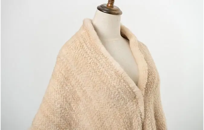 Neue Luxus frauen Echt Nerz FUR Schal Dame Mode Gestrickte Schals Wraps Winter Warme Weiche Schalldämpfer – Detail 16