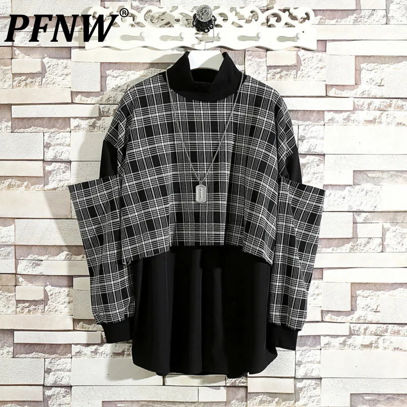 

PFNW Darkwear Punk Niche Tees Sweater Off Shoulder Chic High Sense Long Sleeve T-shirt Coat Fake Two-Piece Spring Autumn 12Z4747