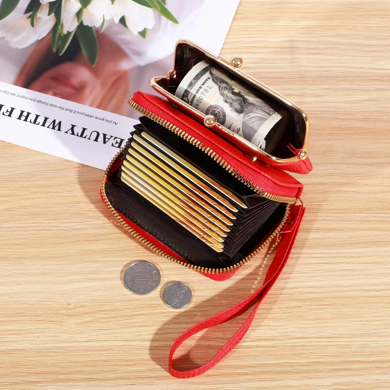 

2023 New Fashion Women's Brand Wallet Wrist Strap Short Wallet Korean Version Coin Clip Bag Multi Card Card Bag Money Clip