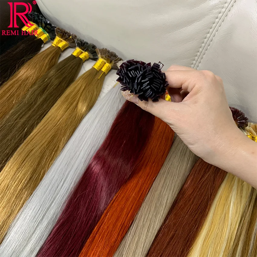 Flat Tip Keratin Hair Extensions Straight Real Human Hair Virgin Colored Vietnamese Hair Extensions Pre-bonded Fusion Hair 5