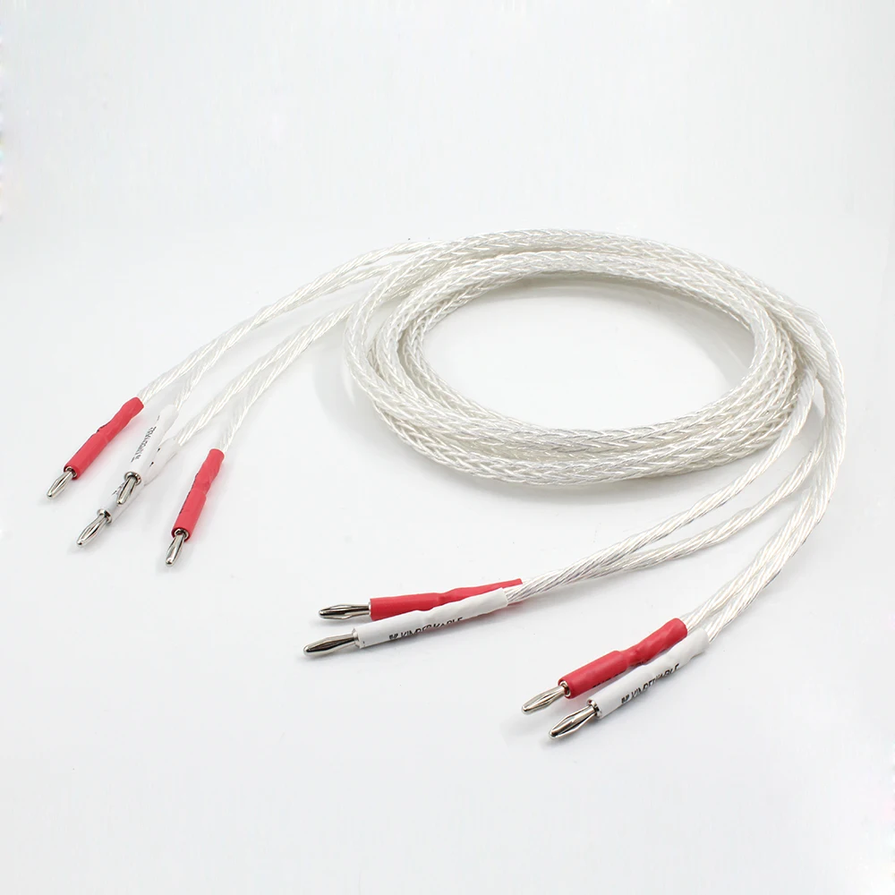 

pair -Silver Plating 8AG On Single Crystal Copper Audio Amplifier Speaker Cable Fever Level Speaker Cable