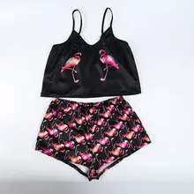 

Pajamas Sexy Thin Loungewear Sleeveless Silk Animals Fox Panda Print V-Neck Top Charming Silk Cute Summer Shorts Woman Pj Set
