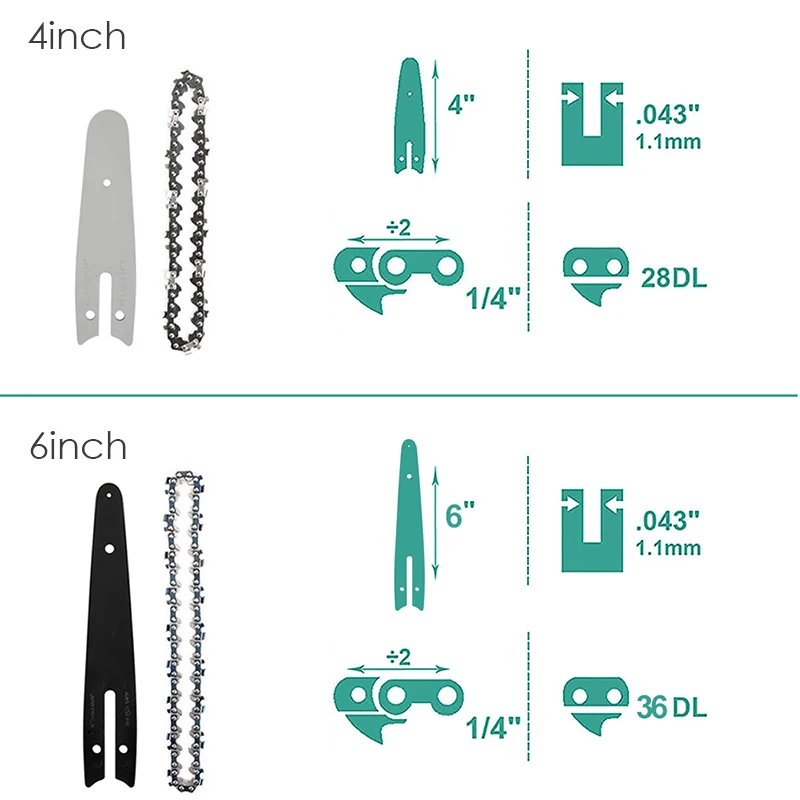 Description Picture 6 of item4 Inch/6 Inch Chain Guide Mini Electric Chainsaw Chains Steel Electric Saws Guide Garden Power Tools Accessories Replacement