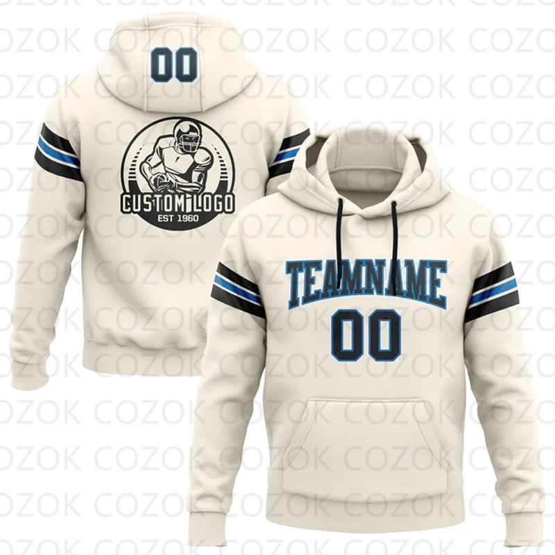 Customized Hoodie Cream White Colour Jersey 3D Printed  Unisex Pullovers Hoodie Casual Sweatshirts