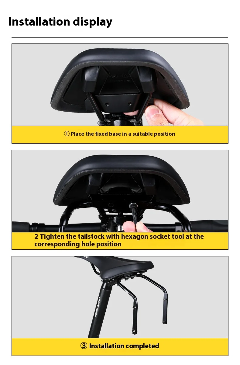 Fahrrad-Gepäckträgertasche mit stabiler Halterung, große Fahrradtasche mit doppelter Flaschenhalterung, Anti-Rüttel-Sitzkonvertierung – Detail 13