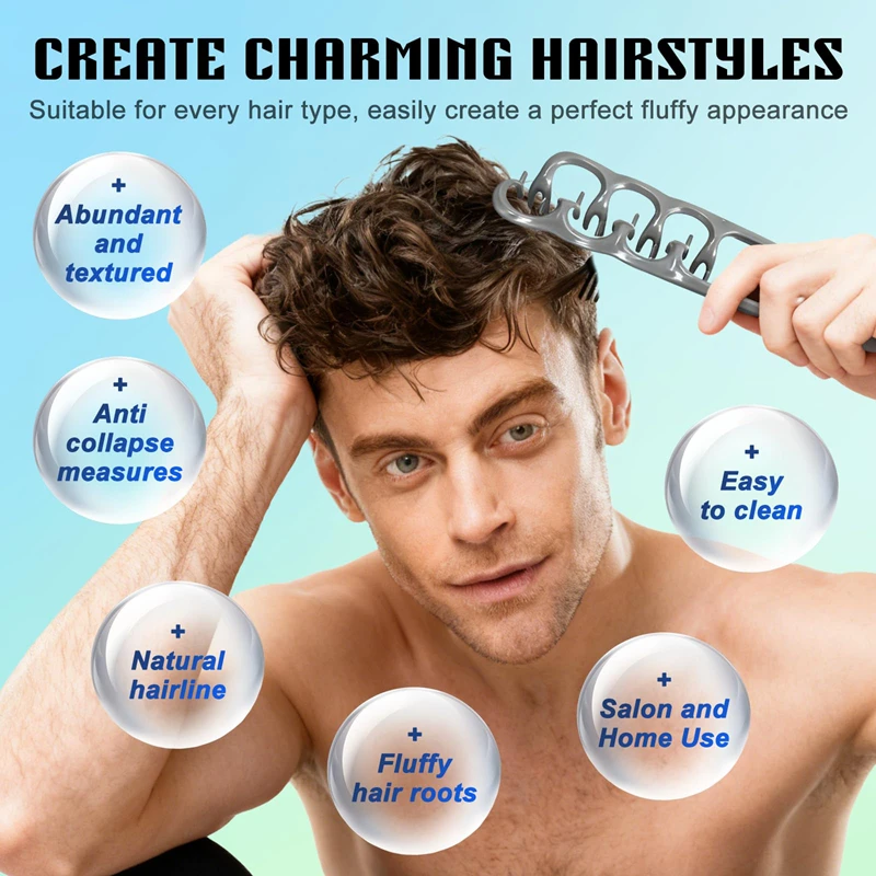 Pettine Volumizzante a Doppia Texture con Denti Larghi per Arricciare e Volumizzare le Radici dei Capelli, Accessorio per lo Styling Uomo e Donna - immagine 4