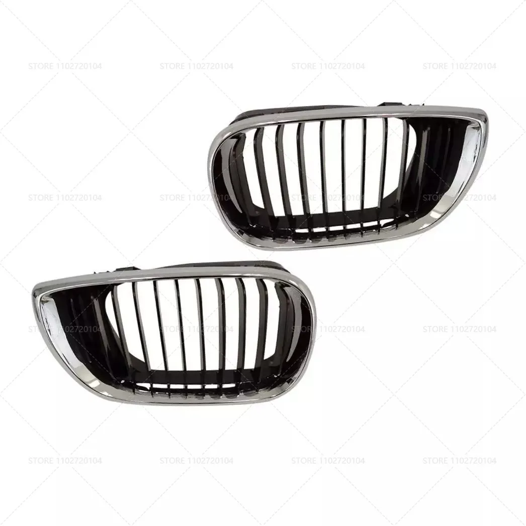Bumper Grille Trim Strips for 2000-2005 E46 BMW 320i 325i 325xi 330i 330xi Chrome and Black Kidney Front Hood Grille 51137030545 51137030546