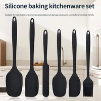 Silicone kitchenware 6-piece set, cream integrated scraper, spatula, oil brush, size scraper set baking tool