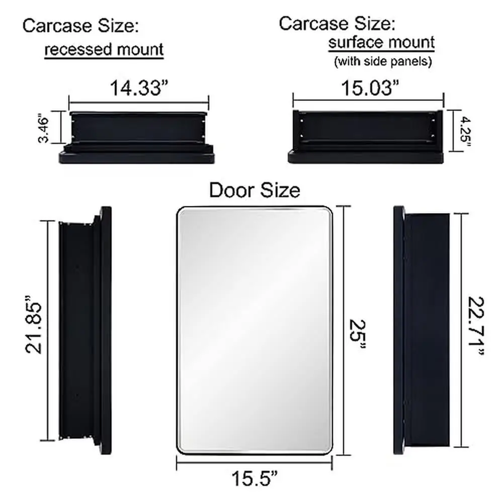 Aluminum Round Corner Medicine Cabinet with Beveled Edge Mirror