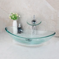 OUBONI น้ำตกแตะอ่างล้างหน้าแก้วมือวาดอ่างล้างหน้า Chrome ห้องน้ำอ่างล้างจาน Bath รวมทองเหลืองอ่างล้างหน้าก๊อกน้ำ 3