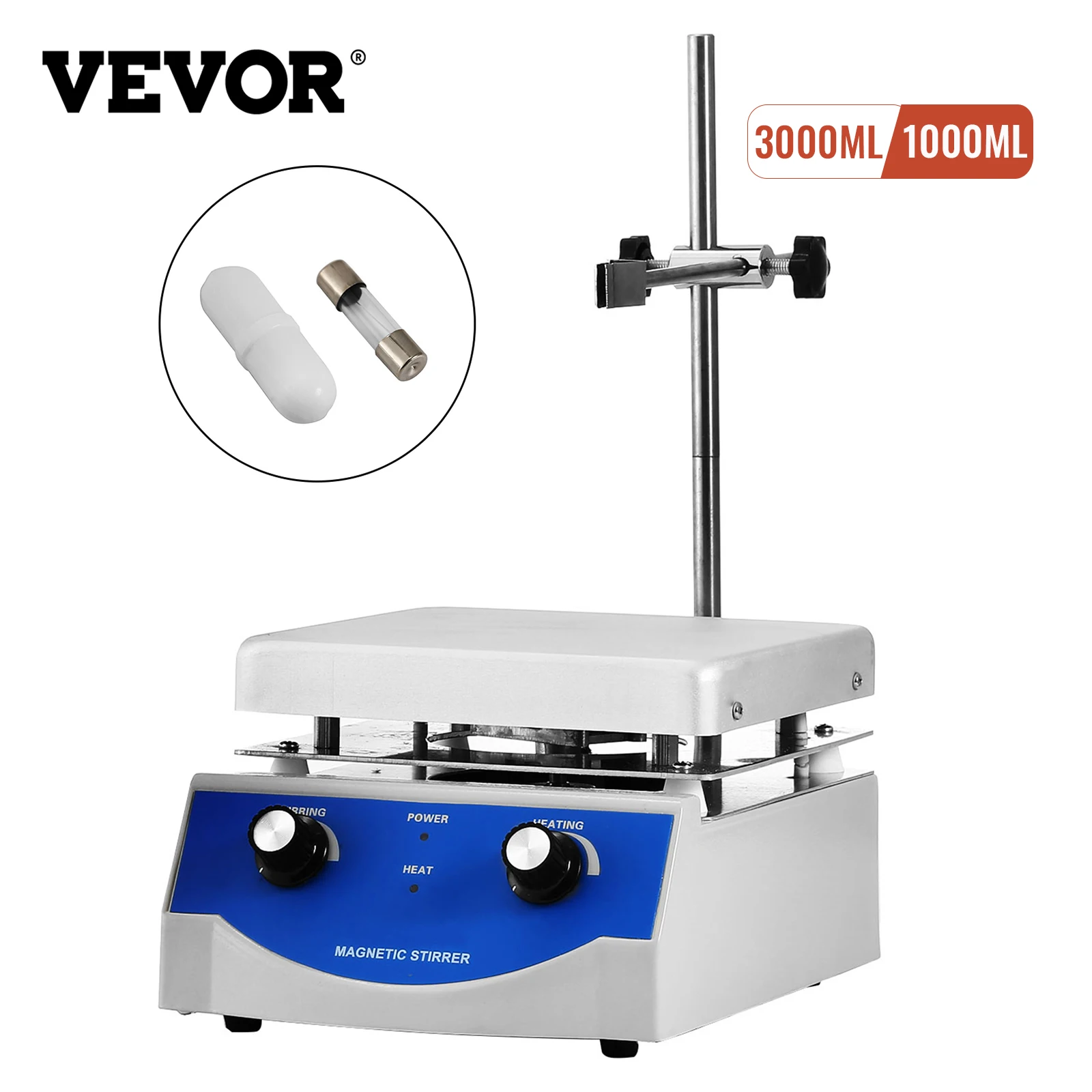 Vevor 1000ml 3000ml Electric Stirrer Hot Plate Vortex Mixer Shaker With Stir Bar