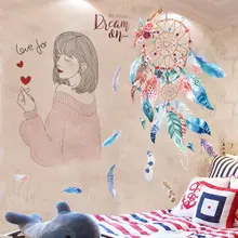 

Dreamcatcher Feathers Wall Stickers DIY Cartoon Girl Mural Decals for Kids Rooms Baby Bedroom Children Nursery Home Decoration