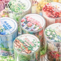 JIANWU 50mm*200cm Fence Plant Series Vintage Flower Landscaping Material Collage PET Tape Creative DIY Journal Stationery 2