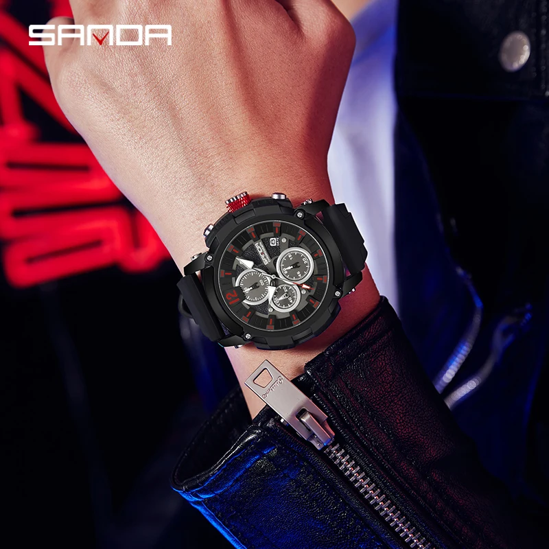 New Sport Watch For 2023 Men Fashion Date Stopwatch SANDA 5312 Waterproof Quartz Wristwatch Luxury Casual Male Clock
