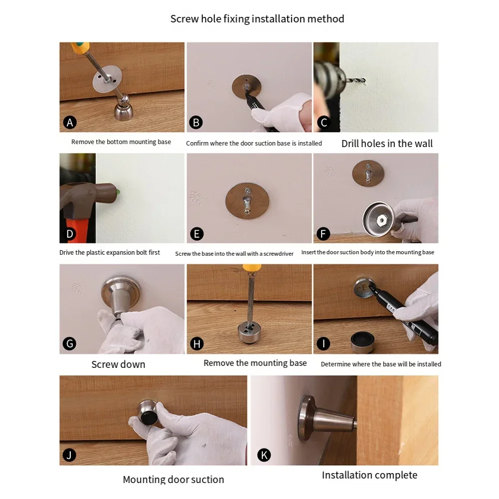 Magnetic Door Stopper Stainless Steel Magnet Door Stopper Catch Holder Strong Magnetic Attraction Gate Resistance Suction
