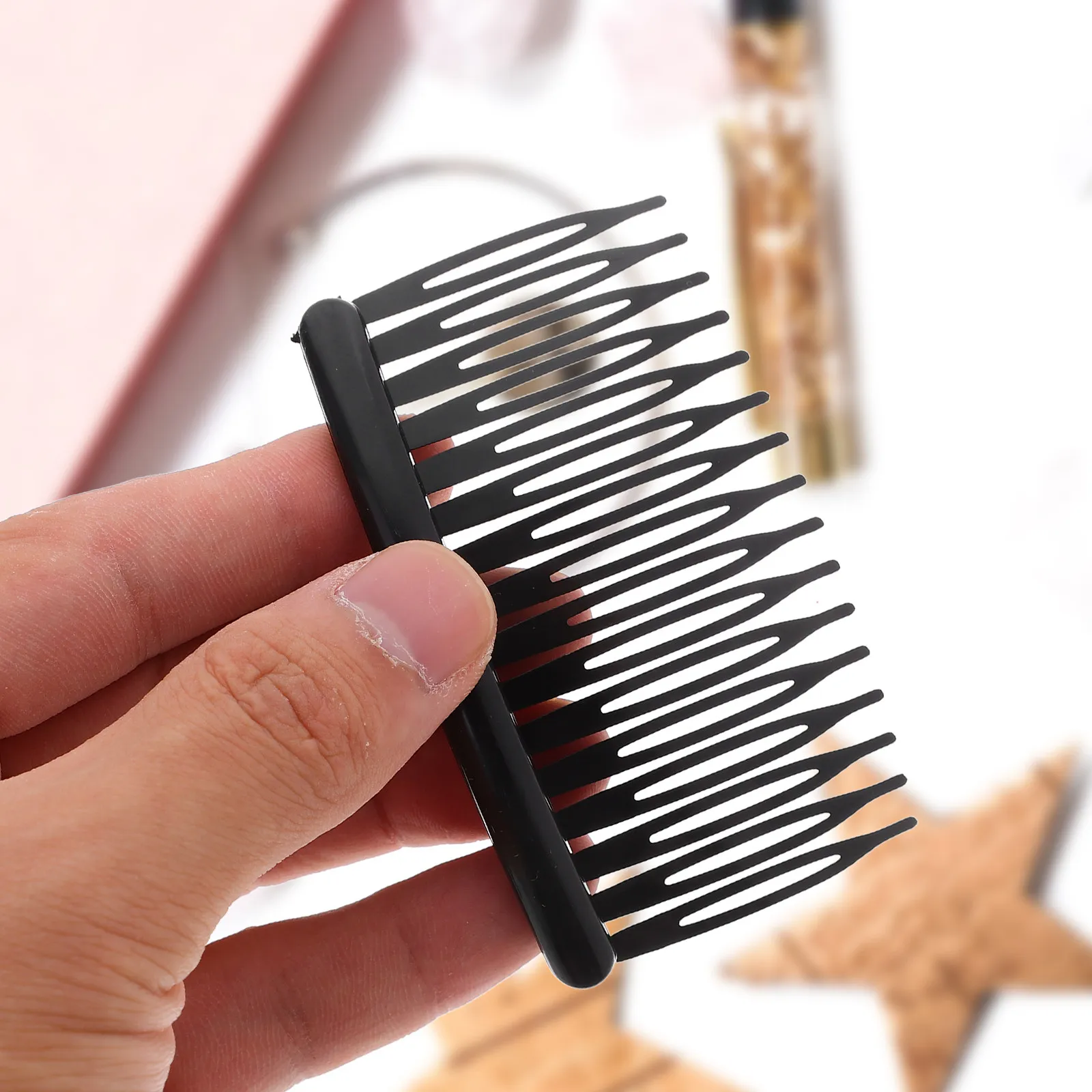 2Pcs 플라스틱 헤어 빗 블랙 8x5cm 여성용 소녀 쉬운 안전한 맞춤 헤어 클립 핀 웨딩 파티 패션 액세서리