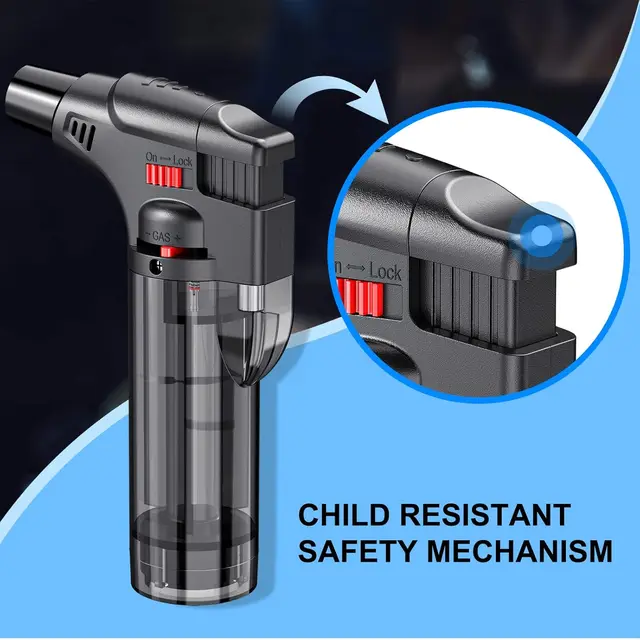 Torch Lighter, Jet Flame Lighter Refillable Gas Butane Lighter with Visible Fuel Tank, Windproof Adjustable Flame for Kitchen 2