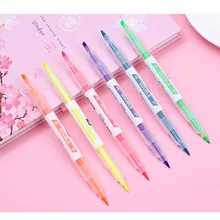 

Color Double-headed Highlighter 6-color Marker Key Line Marker Pen Student Graffiti Hand Account Pen Oblique Head Watercolor Pen