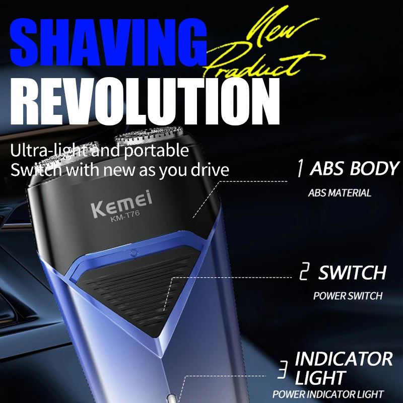 KEMEI KM-T76 미니 싱글 블레이드 무선 수염 트리머 면도기 충전식 포일 전기 면도기 남성용 편리한 면도기