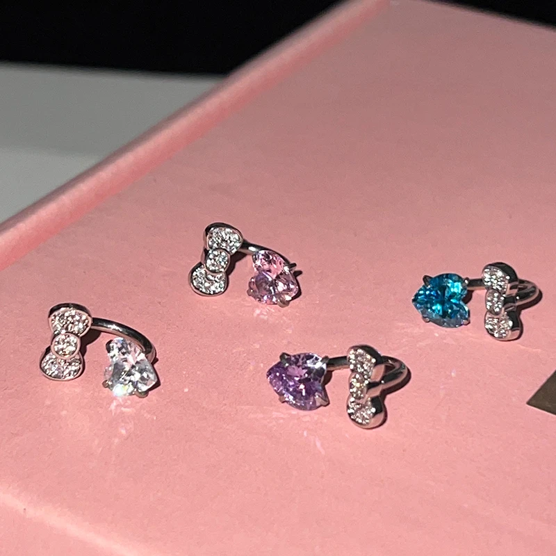 316L Stainless Steel Annular Ear Bone Nail Zircon Earring Women Jewelry