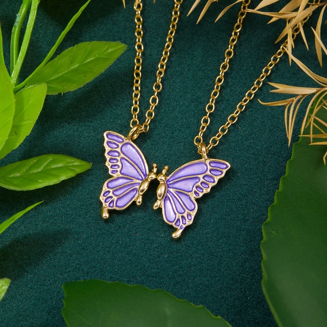 Silver Best Friend Butterfly Necklace Pack