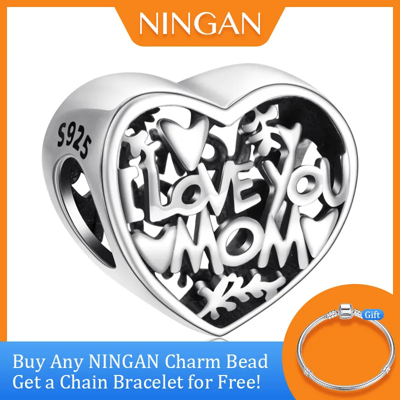 NINGAN Ciondolo Charm Personalizzabile In Argento 925 A Forma Di Cuore Quadrato - Con Zirconi - Perfetto Per Bracciali E Collane Donna - Regalo Compleanno - 4