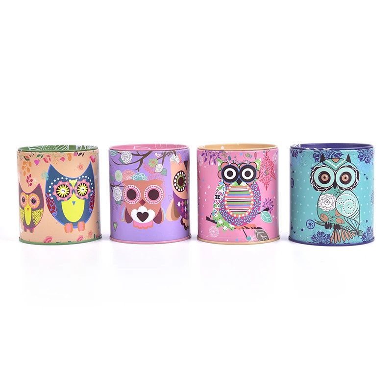 Vintage Owl Piggy Bank Tinplate Piggy Bank Children's Gifts Home Decoration Kid Gift Round Piggy Bank Money Box kawaii 4