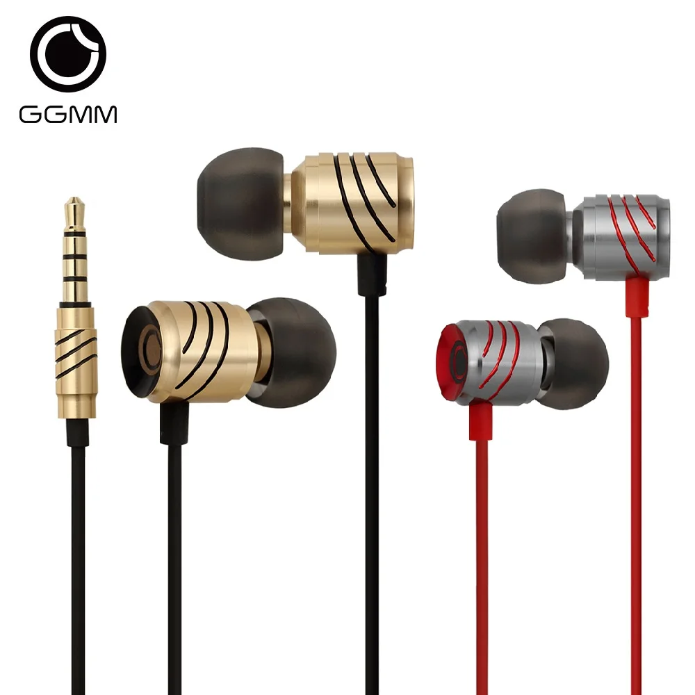 GGMM Wired Headphones With Microphone Wire-Controlled Metal In-Ear Headphones Music Sport 3.5 Universal Clarity Rich Earphones