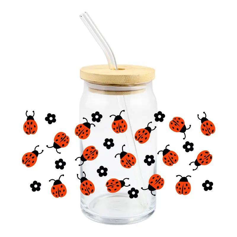 Ladybug UV DTF Wrap TransFer Stickers Finnny Cute Design DTF Wrap For16oz Glasses Cups Coolorful Decal 3d stickers cup wraps sticker cups uv dtf wrap transfer