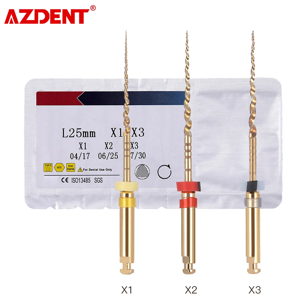 3PCS/Pack Dental Endodontic Root Canal Niti X1 X3 File 25mm for Shaping