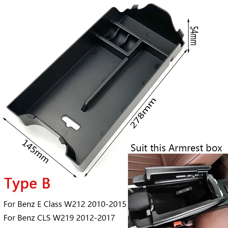 

For Mercedes Benz E Class W212 2010 2011-2015 CLS W219 Console Central Armrest Storage Box Multi-function Boxes Car Accessories