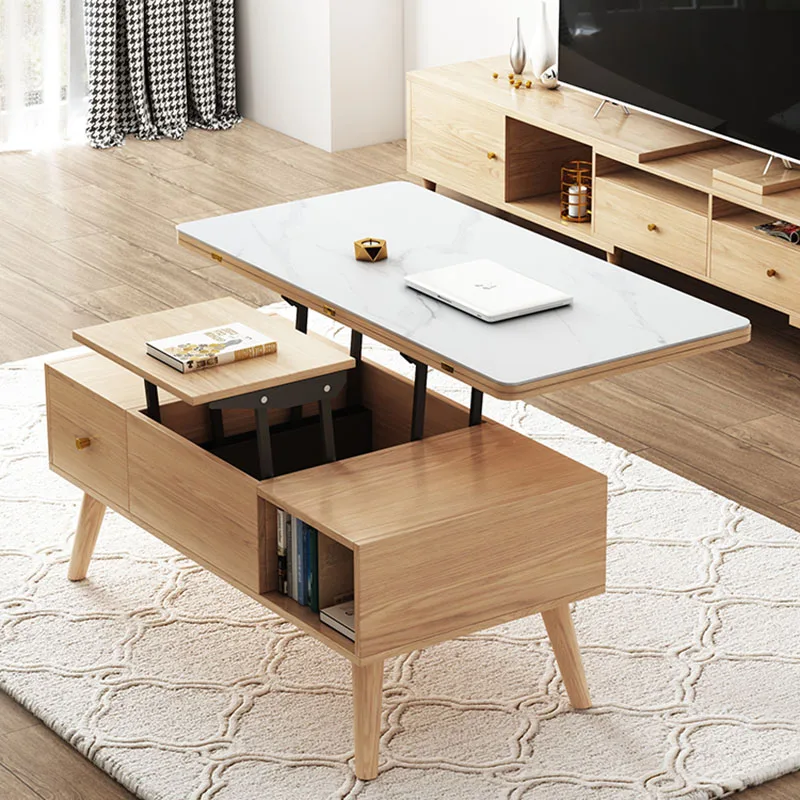 

Storage Living Room Coffee Table Trau Wood Simple Floor Design Side Table Modern Minimalist Mesita Auxiliar Home Furniture